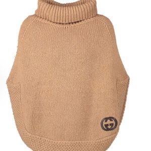 Gucci Poncho Sweater GG Turtleneck S Camelhair